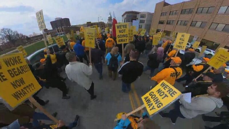Gun owners march down Capitol Avenue in Springfield, Illinois, in March 2023. Photo: Greg Bishop / The Center Square